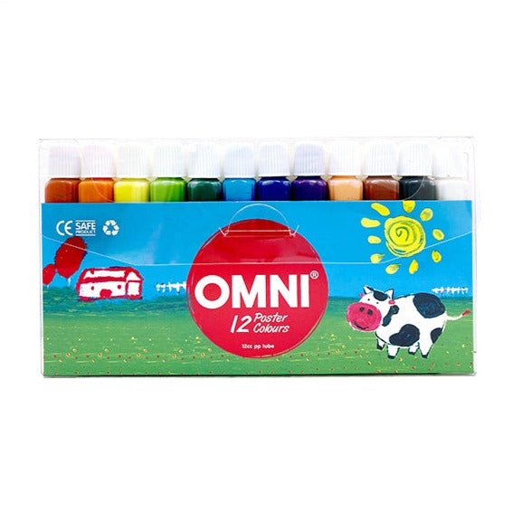 OMNI 12 Poster Colours Paint - _MS, ART & CRAFT, JULY NEW, OMNI