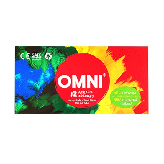 OMNI 12 Colours Acrylic Paint Set - _MS, ART & CRAFT, JULY NEW, OMNI