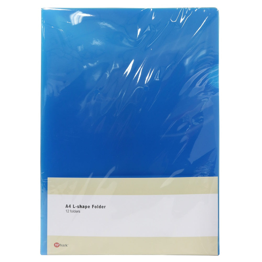 POP BAZIC A4 L-Shape Clear Folder E310 12 Sheets Per Pack - Bundle of 2 Packs - _MS, CLEANDESK, FILE, JULY NEW, NICK EDIT, POP BAZIC