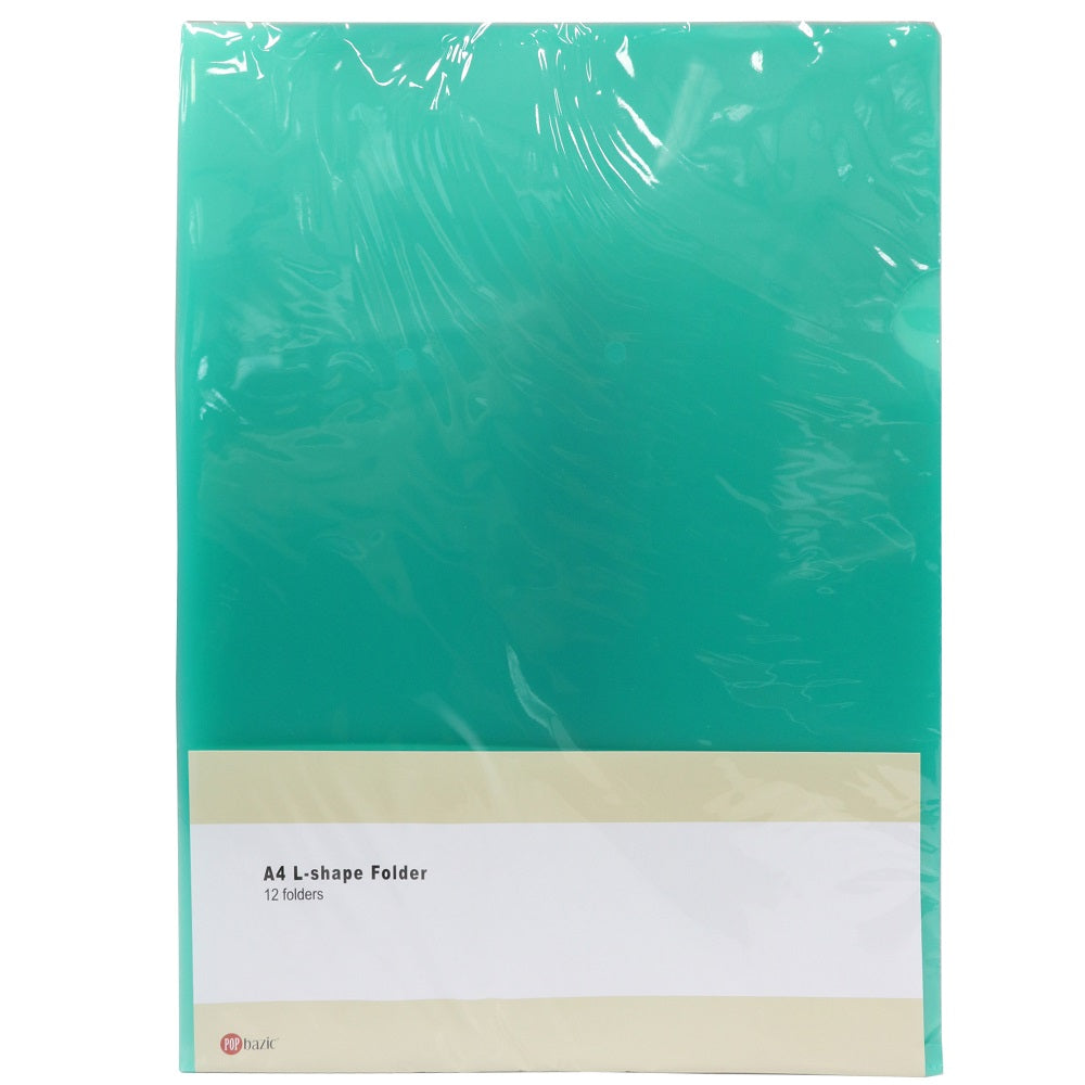 POP BAZIC A4 L-Shape Clear Folder E310 12 Sheets Per Pack - Bundle of 2 Packs - _MS, CLEANDESK, FILE, JULY NEW, NICK EDIT, POP BAZIC