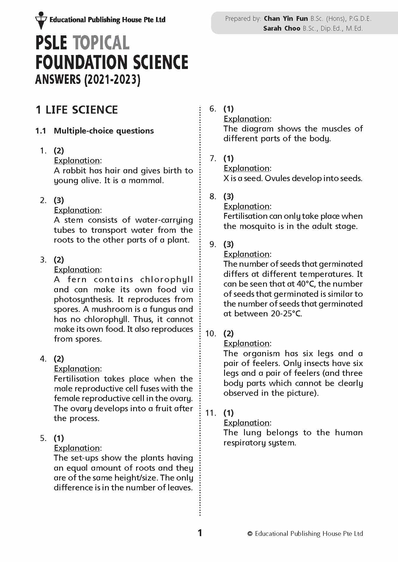 PSLE Foundation Science Exam Q&A 21-23 (Topic)