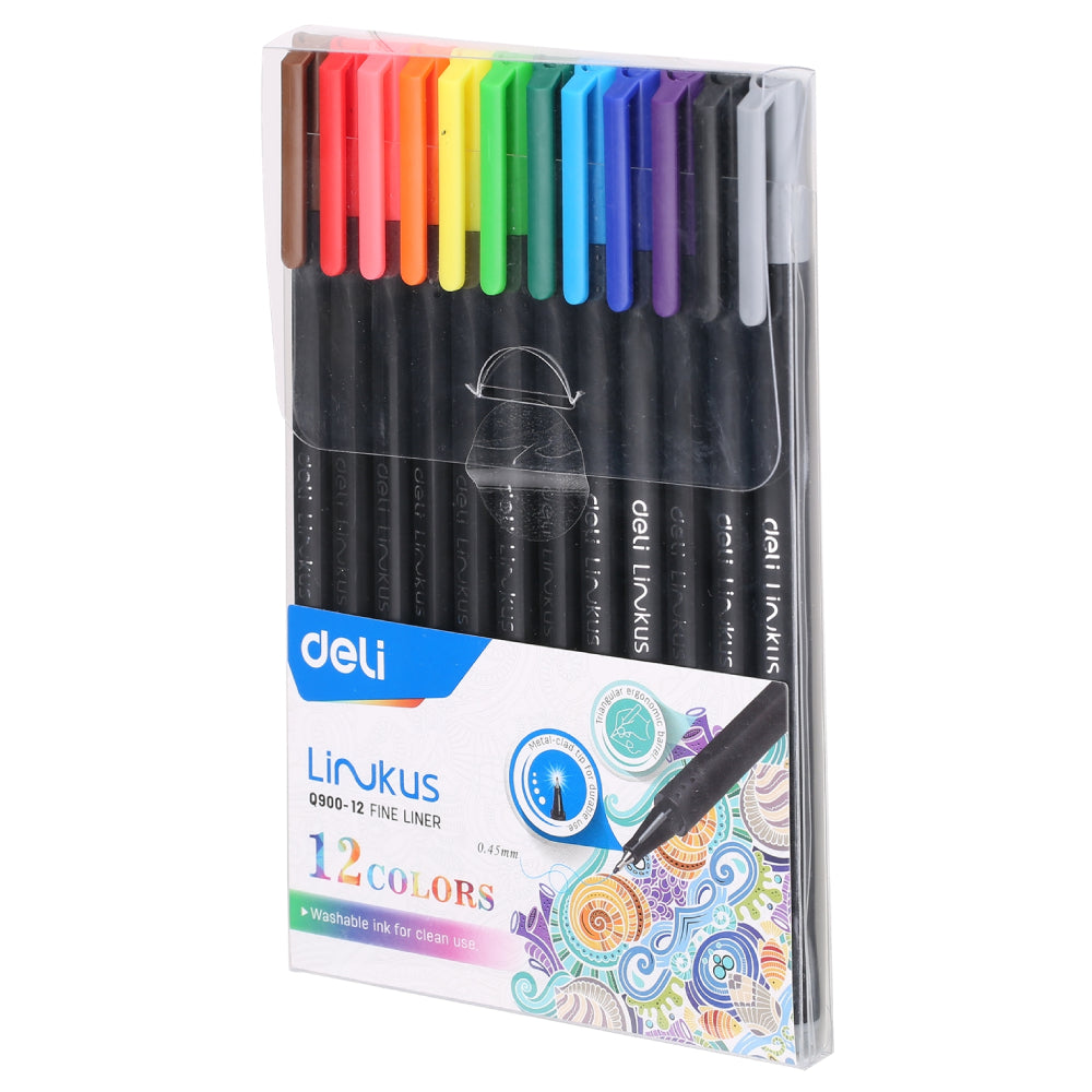 DELI Fineliner Tip 0.45MM 12 Colors - _MS, DELI, ECTL-AUG23, ECTL-MNM2FOR8