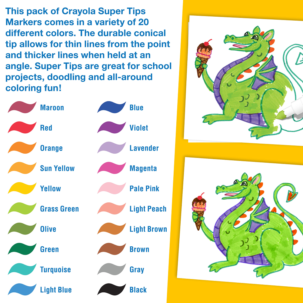 CRAYOLA Super Tips 20 Colour Washable Marker - ART & CRAFT, CRAYOLA, JULY NEW, SALE
