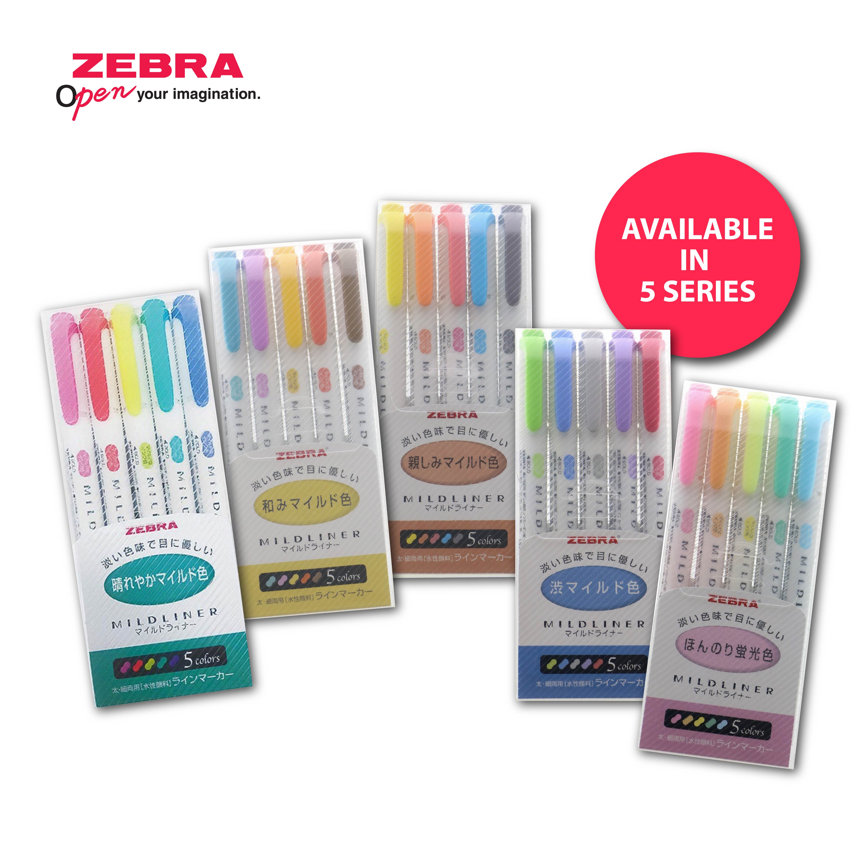 ZEBRA Mildliner Fluorescent Marker 5 Colour Set - _MS, HIGHLIGHTER, ZEBRA