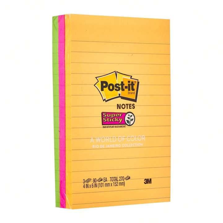 3M Post-It Super Sticky Lined Notes 660-3SSUC, 4X6" - 3M, CLEANDESK, PAPER, SALE