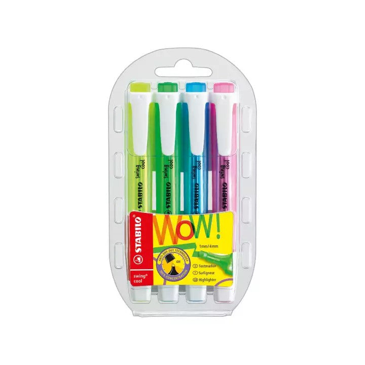 STABILO Swing Cool Highlighter Set Of 4 Colours - HIGHLIGHTER, SALE, STABILO