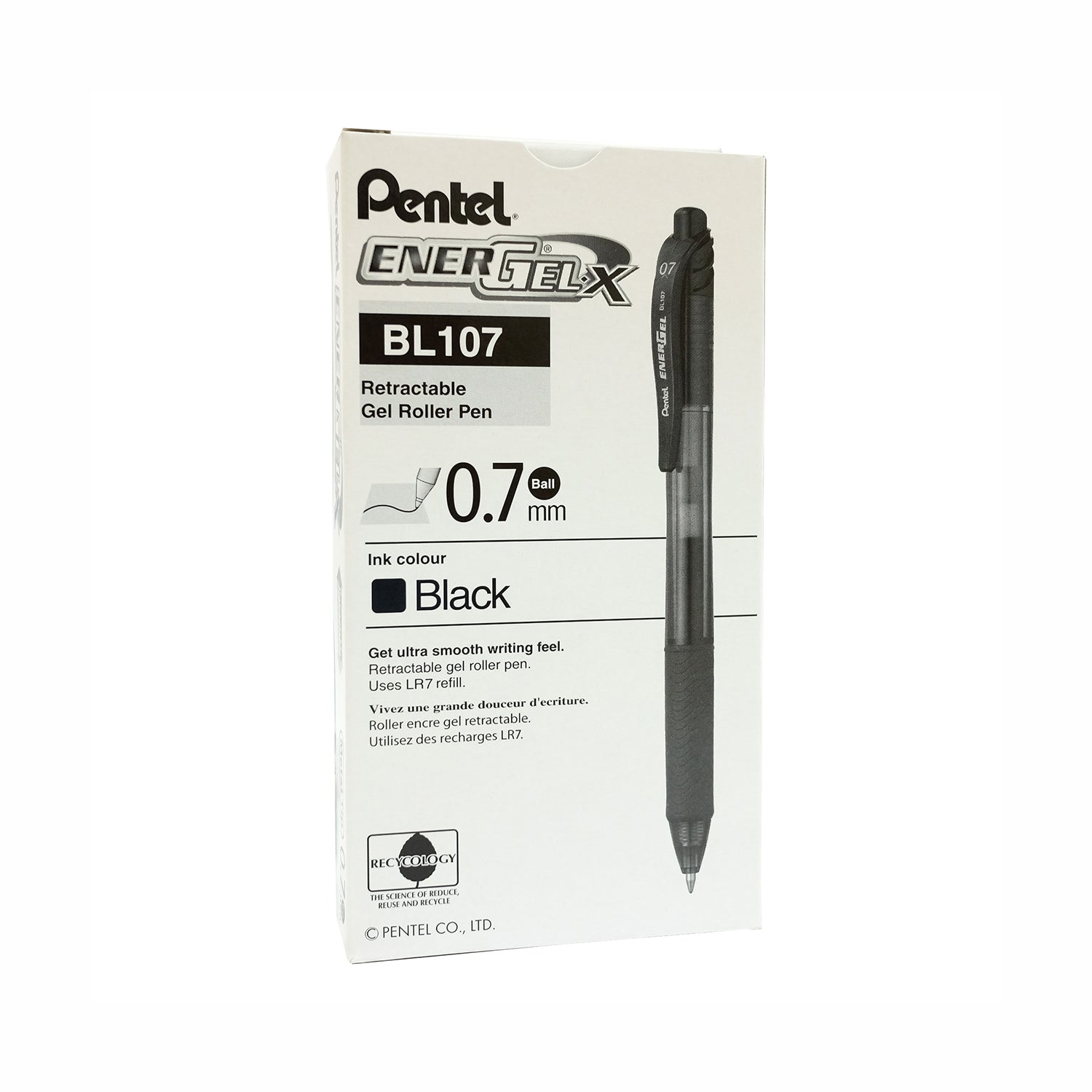 Pentel EnerGel Retractable Pens - 0.7mm & 0.5mm | 12 Pens Per Box