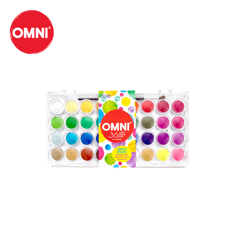 OMNI 36 Water Colour Cake Paint w Gold & Silver - _MS, ART & CRAFT, JULY NEW, OMNI
