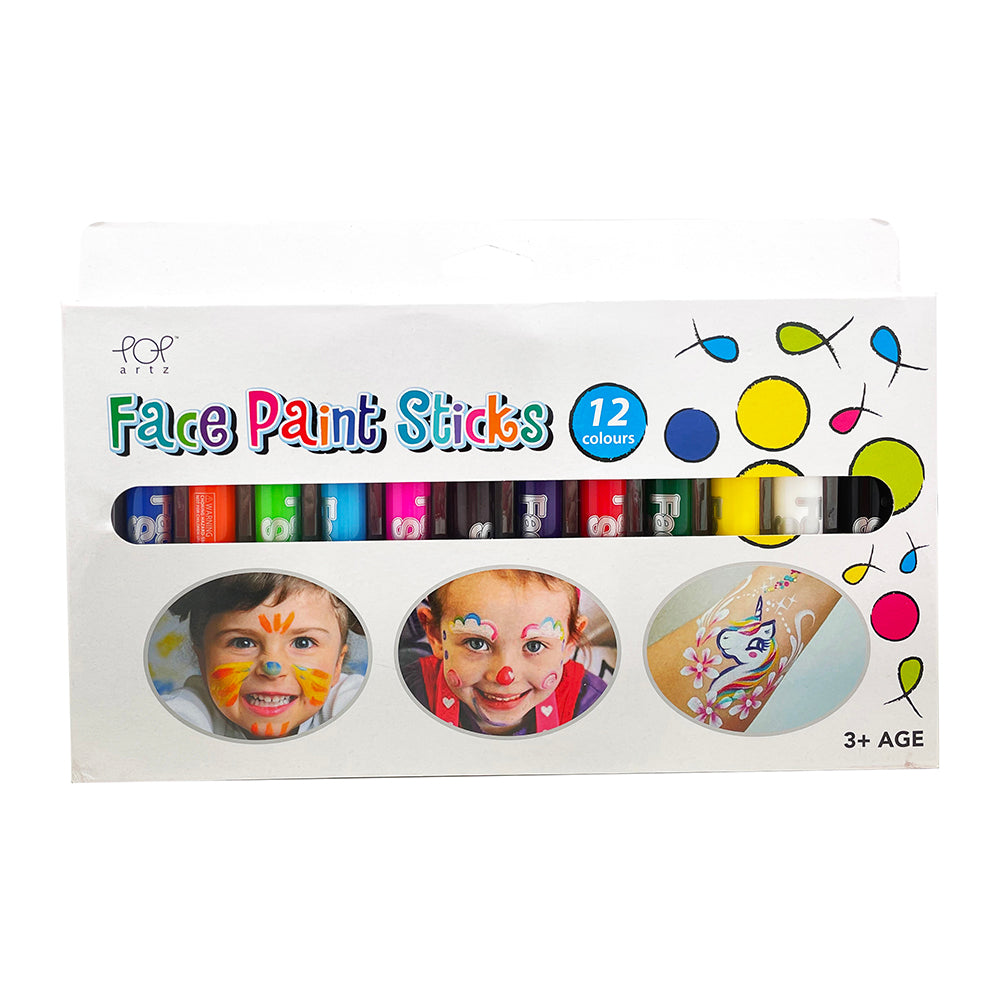 POP ARTZ Face Paint Stick 12 Colours - _MS, ART & CRAFT, Art Needs, POP ARTZ