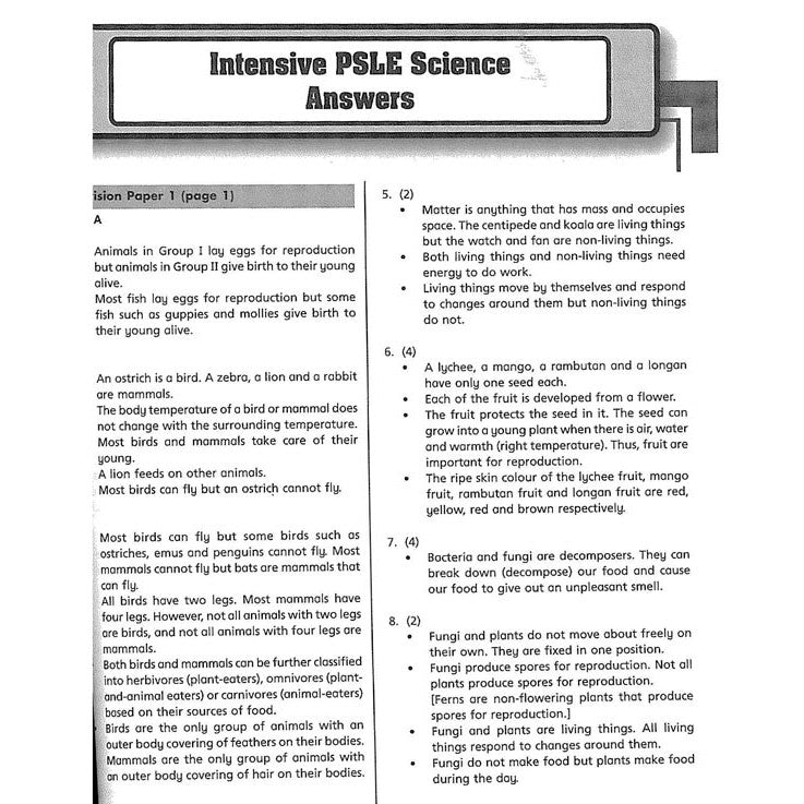 PSLE Intensive Science