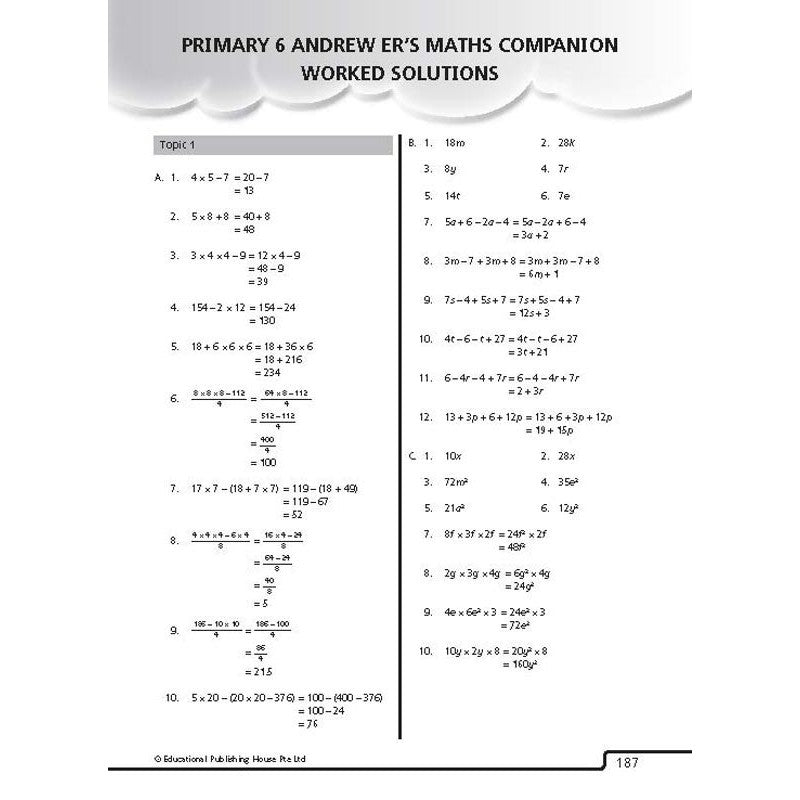 Primary 6 Andrew Er's Mathematics Companion - _MS, EDUCATIONAL PUBLISHING HOUSE, INTERMEDIATE, MATHS, PRIMARY 6