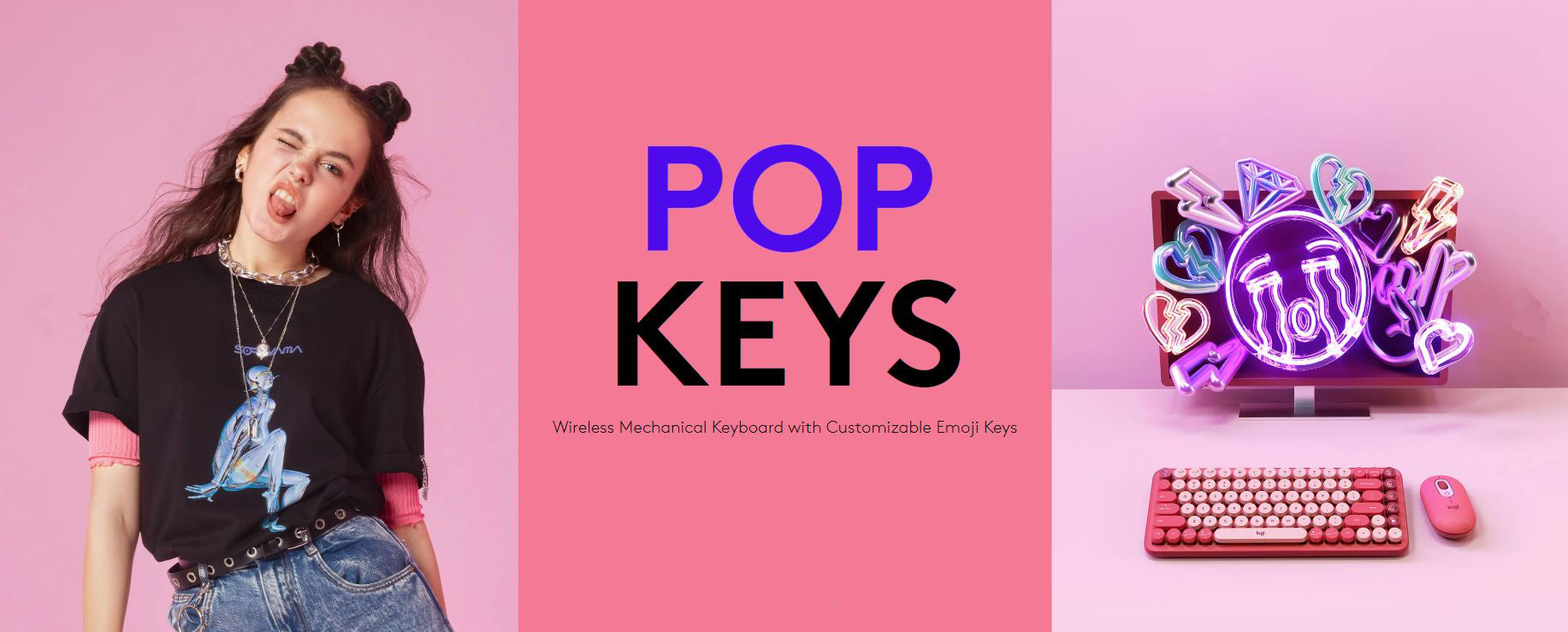 LOGITECH Pop Keys Wireless Mechanical Keyboard With Customizable Emoji Keys - GIT, KEYBOARD, LOGITECH, SALE